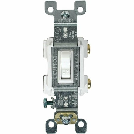 LEVITON Residential Grade 15 Amp Toggle Single Pole Switch, White 205-RS115-WCP